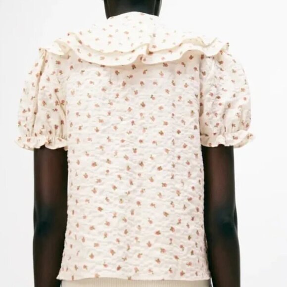 Zara Floral Print Ruffled Blouse, Size Small NEW WITH TAG! - Picture 3 of 7